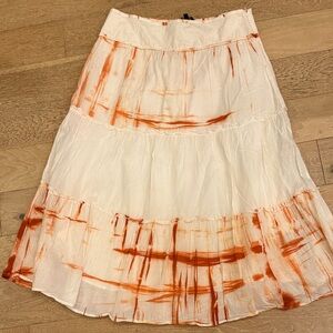 Chaundry Elegant Cream and Orange A-Line Skirt
